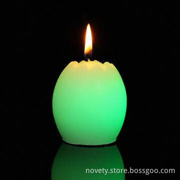 LED half egg, real smokeless wax candles really change colors when lit